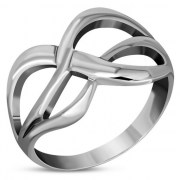 Wide braided plain simple silver ring, rp266